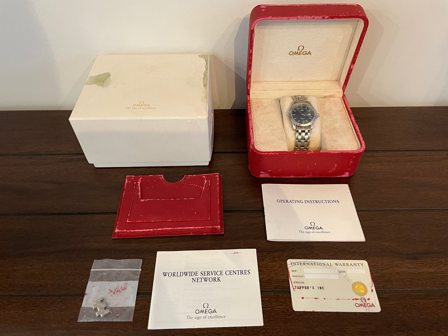 MENS OMEGA SEAMASTER 120M SS QUARTZ WATCH BLUE DIAL BOX PAPERS