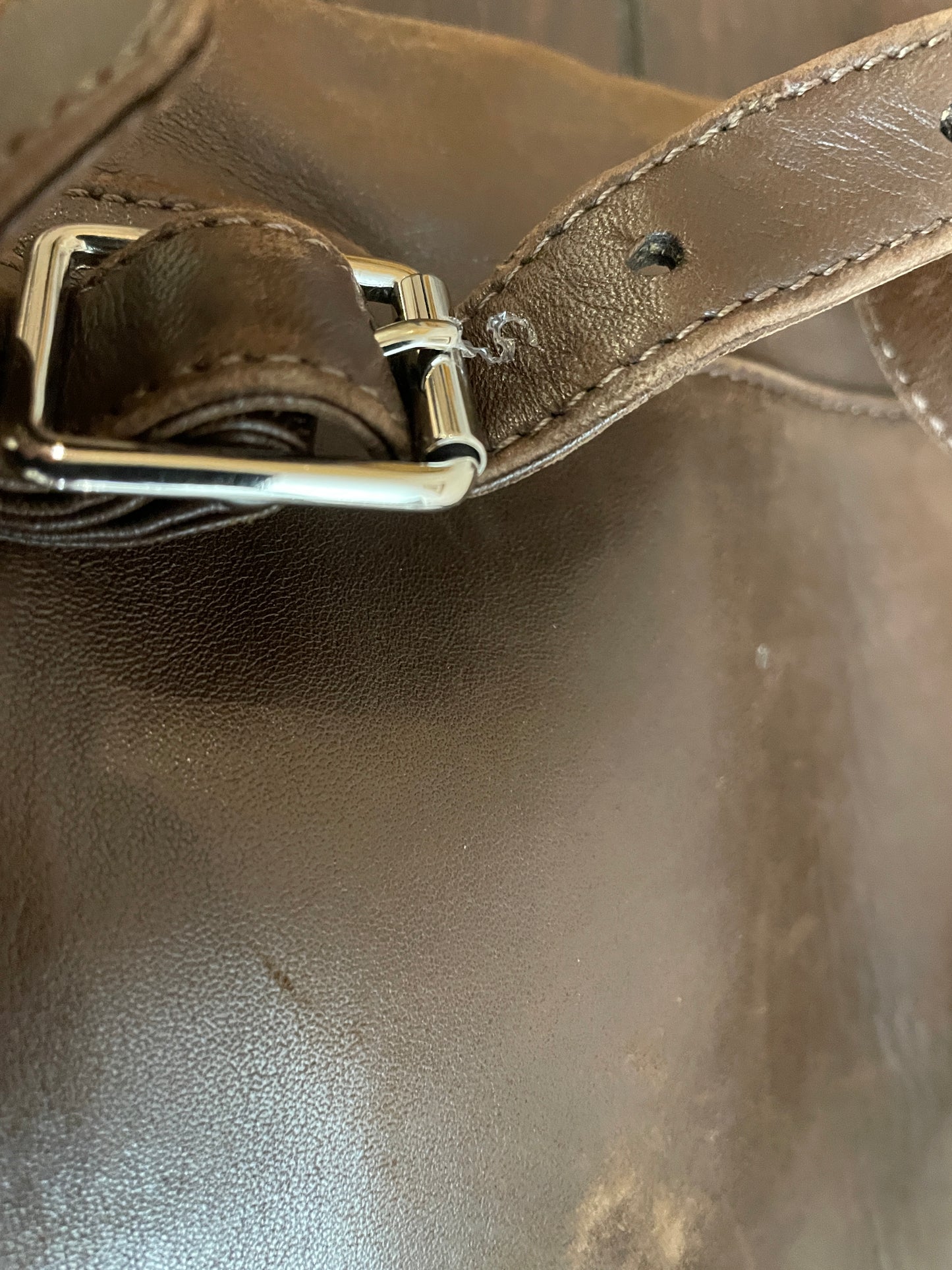 VINTAGE GUCCI DARK BROWN LEATHER BACKPACK BAG BAMBOO LINE !NICE SHAPE!