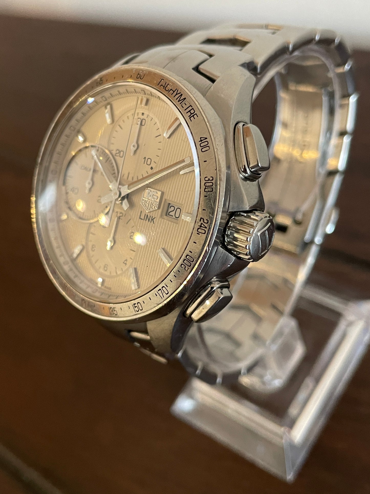 Pre-Owned Tag Heuer Link Chronograph Auto Date White Dial 7.5" 43mm Ref CAT2011