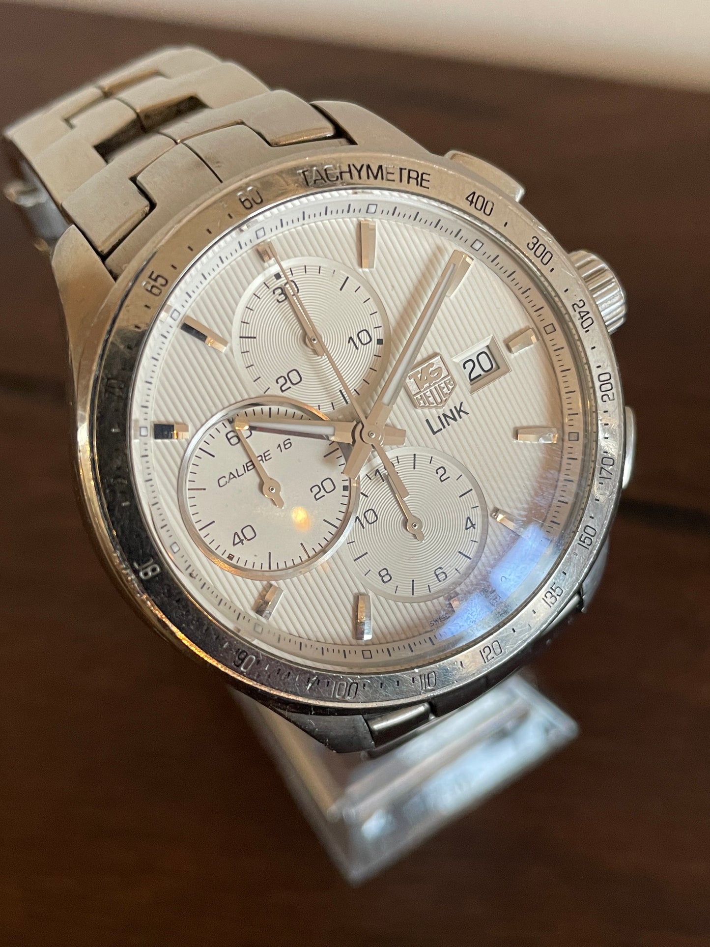 Pre-Owned Tag Heuer Link Chronograph Auto Date White Dial 7.5" 43mm Ref CAT2011