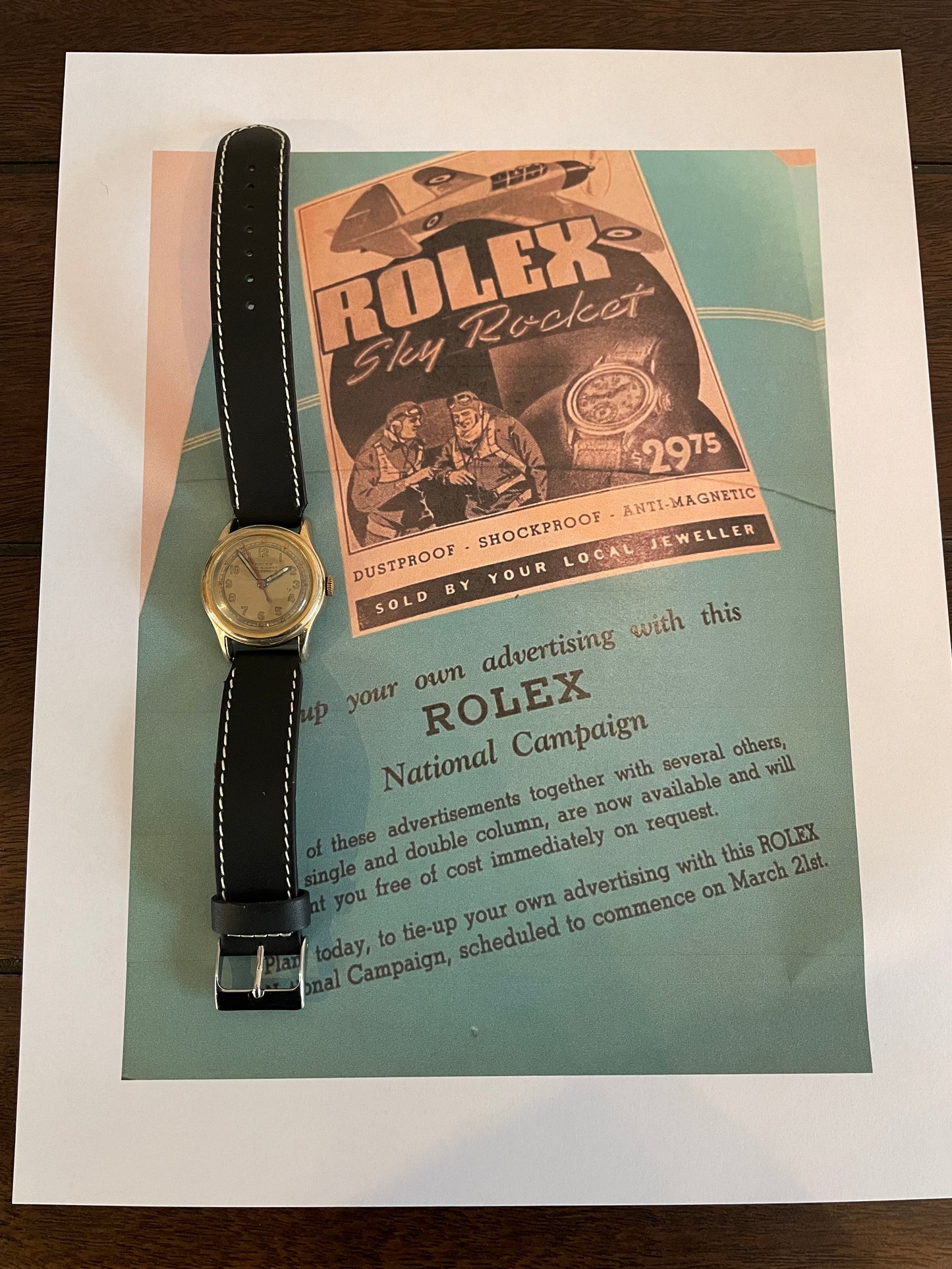 1940's Rolex Sky Rocket Shockproof Wristwatch Sky-Rocket