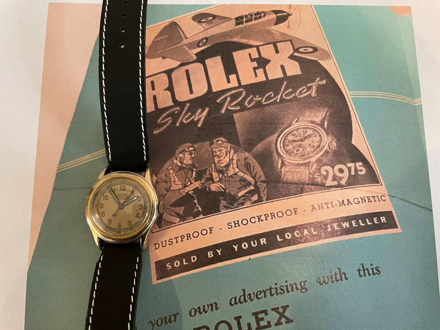 1940's Rolex Sky Rocket Shockproof Wristwatch Sky-Rocket