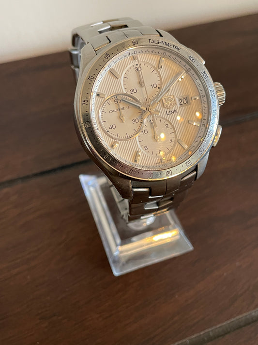 Pre-Owned Tag Heuer Link Chronograph Auto Date White Dial 7.5" 43mm Ref CAT2011